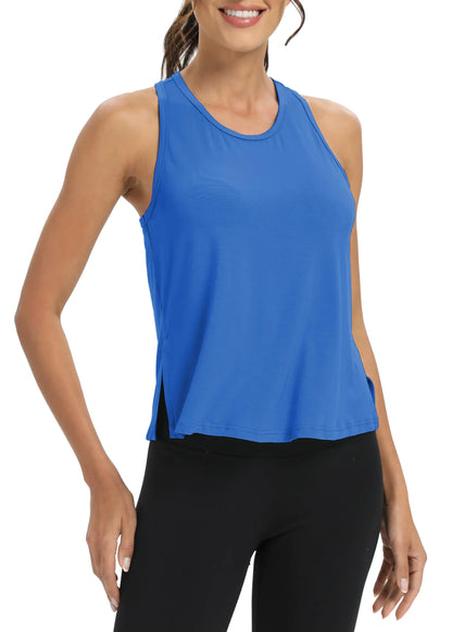 Bestisun Women Sleeveless Exercise Running Sports Tops Dance Yoga Workout Tank Tops Workout Active Tennis Shirts Soft Gym Clothes Blue S