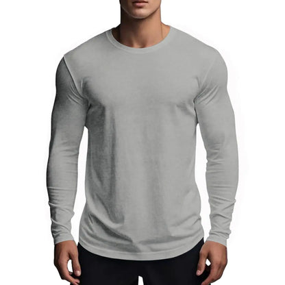 Muscle Killer Mens Gym Workout Long Sleeve T Shirt Lightweight Dry Fit Moisture Wicking Active Shirts Running Fitness Tee Gray
