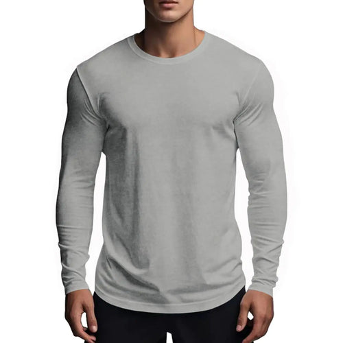 Muscle Killer Mens Gym Workout Long Sleeve T Shirt Lightweight Dry Fit Moisture Wicking Active Shirts Running Fitness Tee Gray