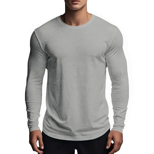 Muscle Killer Mens Gym Workout Long Sleeve T Shirt Lightweight Dry Fit Moisture Wicking Active Shirts Running Fitness Tee Gray